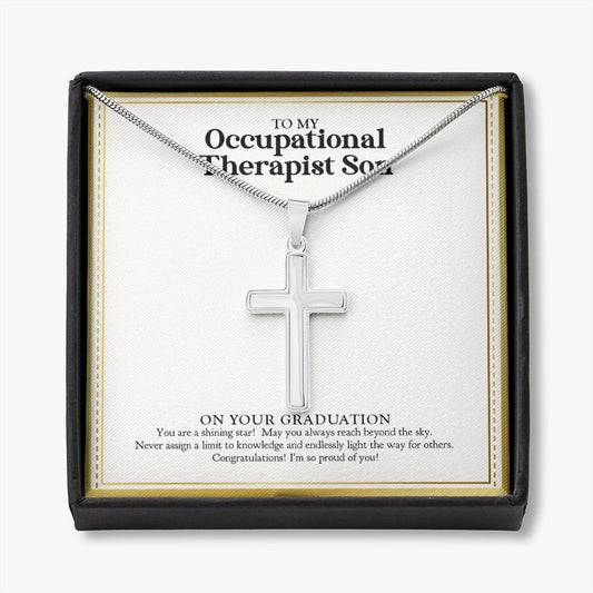A Shining Star stainless steel cross necklace front