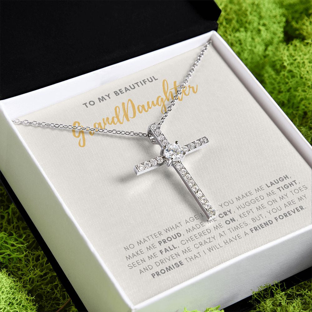 Make Me Laugh cz cross pendant close up