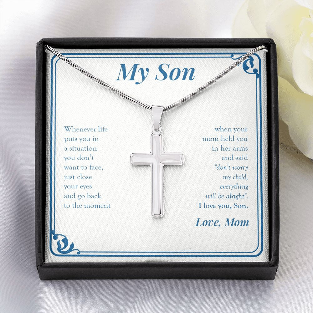 Everything Will Be Alright stainless steel cross yellow flower