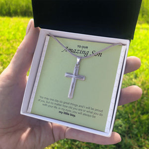 Do Great Things stainless steel cross standard box on hand