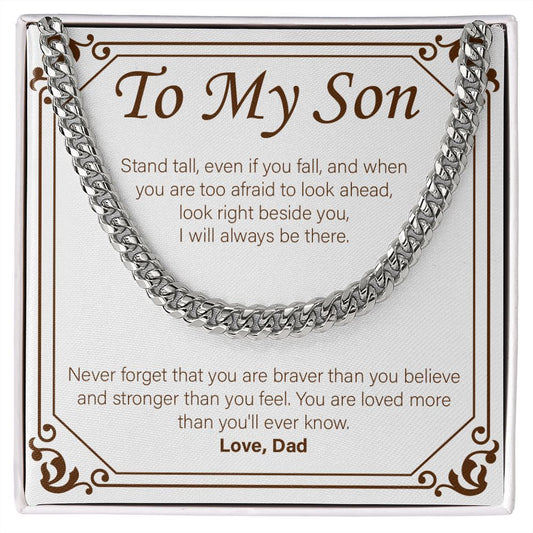 Braver Than You Believe cuban link chain silver front