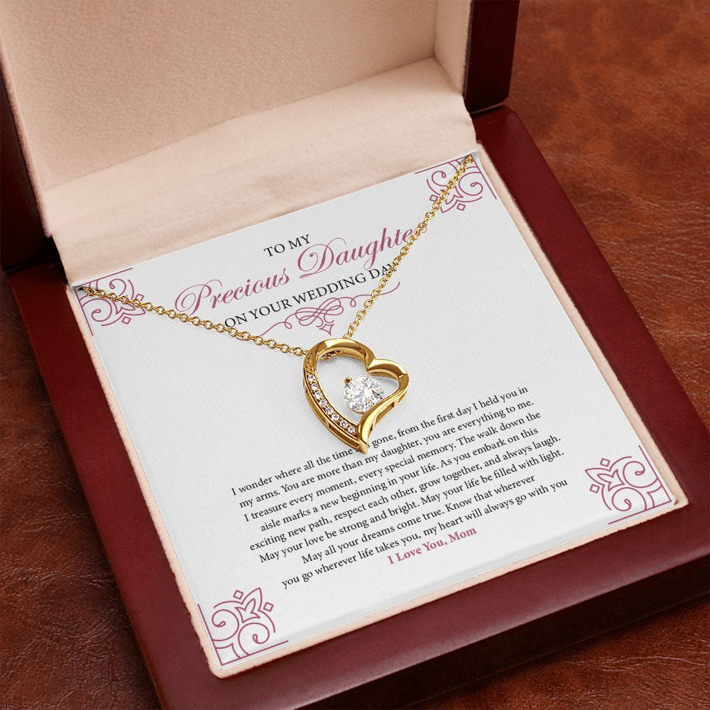 Treasure Every Moment forever love gold pendant premium led mahogany wood box