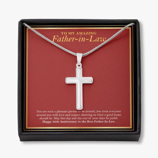 Pleasant Person To Be Around stainless steel cross necklace front