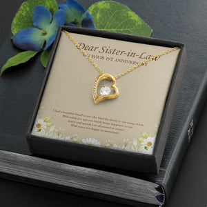 Binded By String Of Love forever love gold necklace front