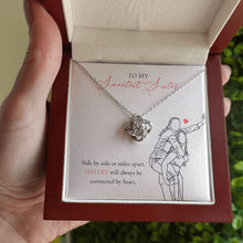 Load image into Gallery viewer, Connected by heart love knot necklace luxury led box hand holding
