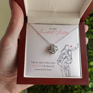 Connected by heart love knot necklace luxury led box hand holding