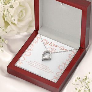 Deserve The Best forever love silver necklace premium led mahogany wood box