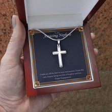 Load image into Gallery viewer, Laughter And Love stainless steel cross luxury led box hand holding
