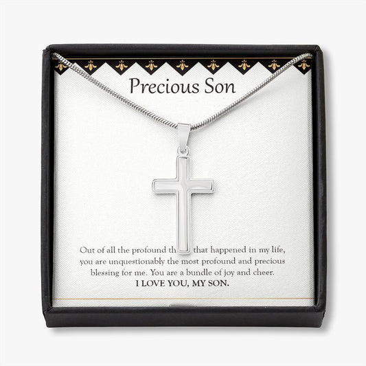 Precious Blessing For Me stainless steel cross necklace front
