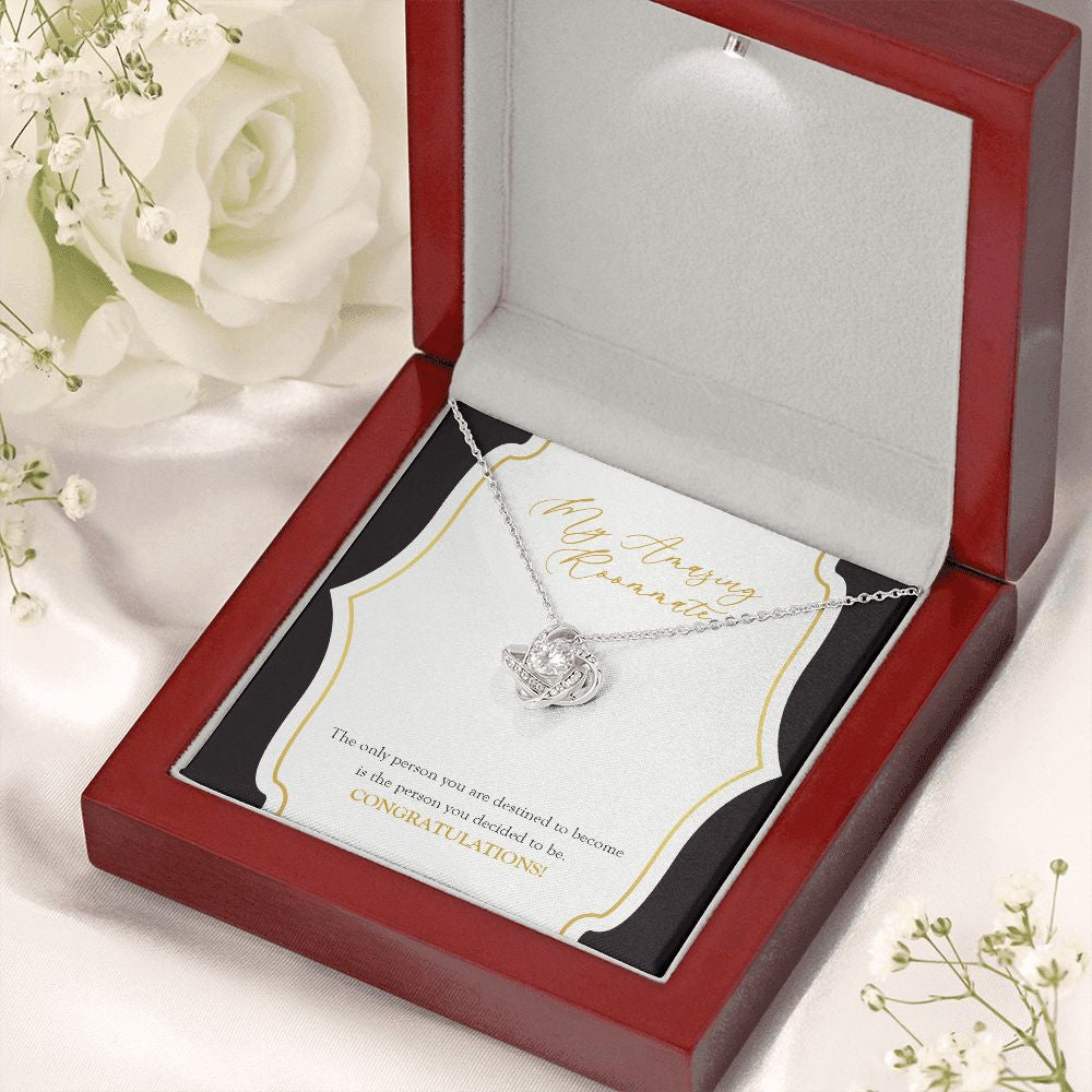 The Person You are Destined To Become love knot necklace premium led mahogany wood box