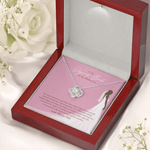 Load image into Gallery viewer, All Our Wishes Came True love knot necklace premium led mahogany wood box
