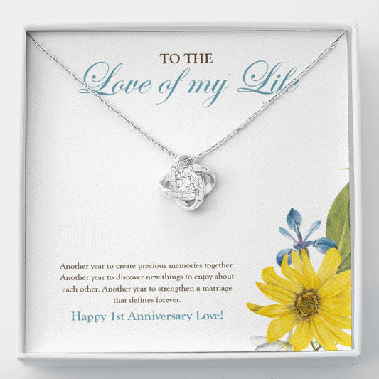 Another Year love knot necklace front
