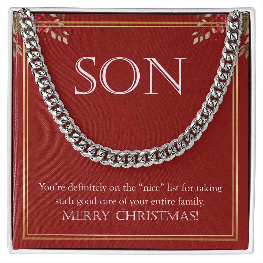 On The Nice List cuban link chain silver front