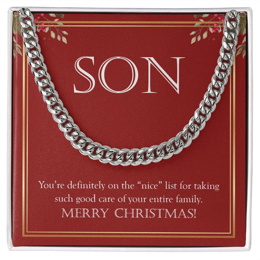 On The Nice List cuban link chain silver front