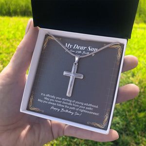 Never Dwindle From Your Path stainless steel cross standard box on hand