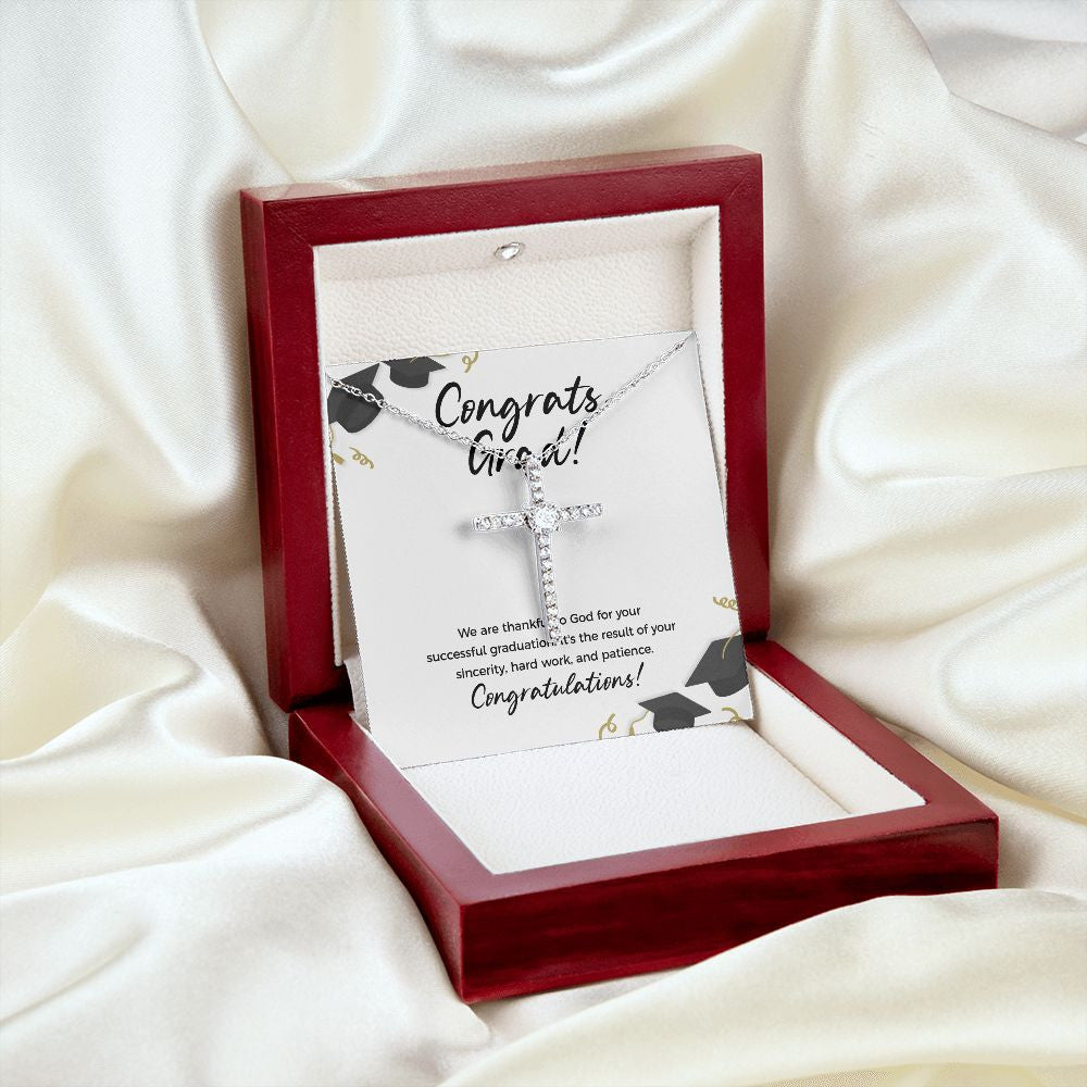 Thankful For God cz cross pendant luxury led silky shot