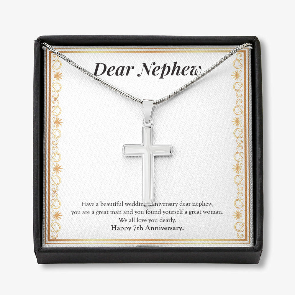 Great Man And Woman stainless steel cross necklace front