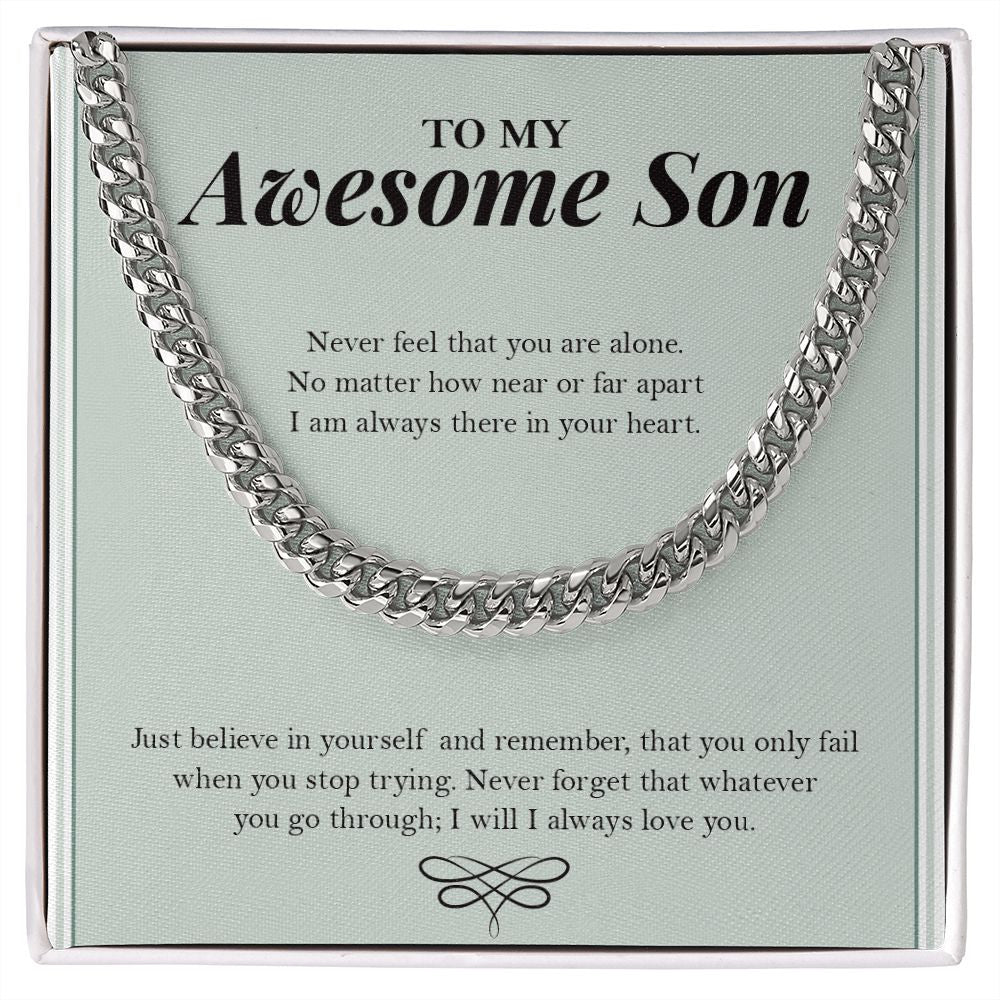 Always Loved You cuban link chain silver front