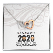 Load image into Gallery viewer, Sisters 2020 interlocking heart necklace front

