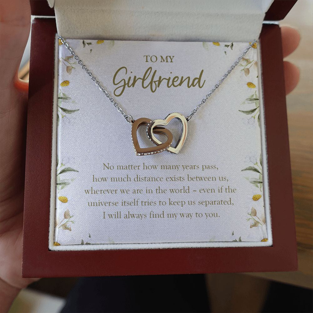 Always Find My Way To You interlocking heart necklace luxury led box hand holding