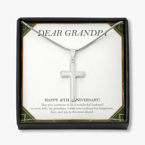 Nothing But Happiness stainless steel cross necklace front