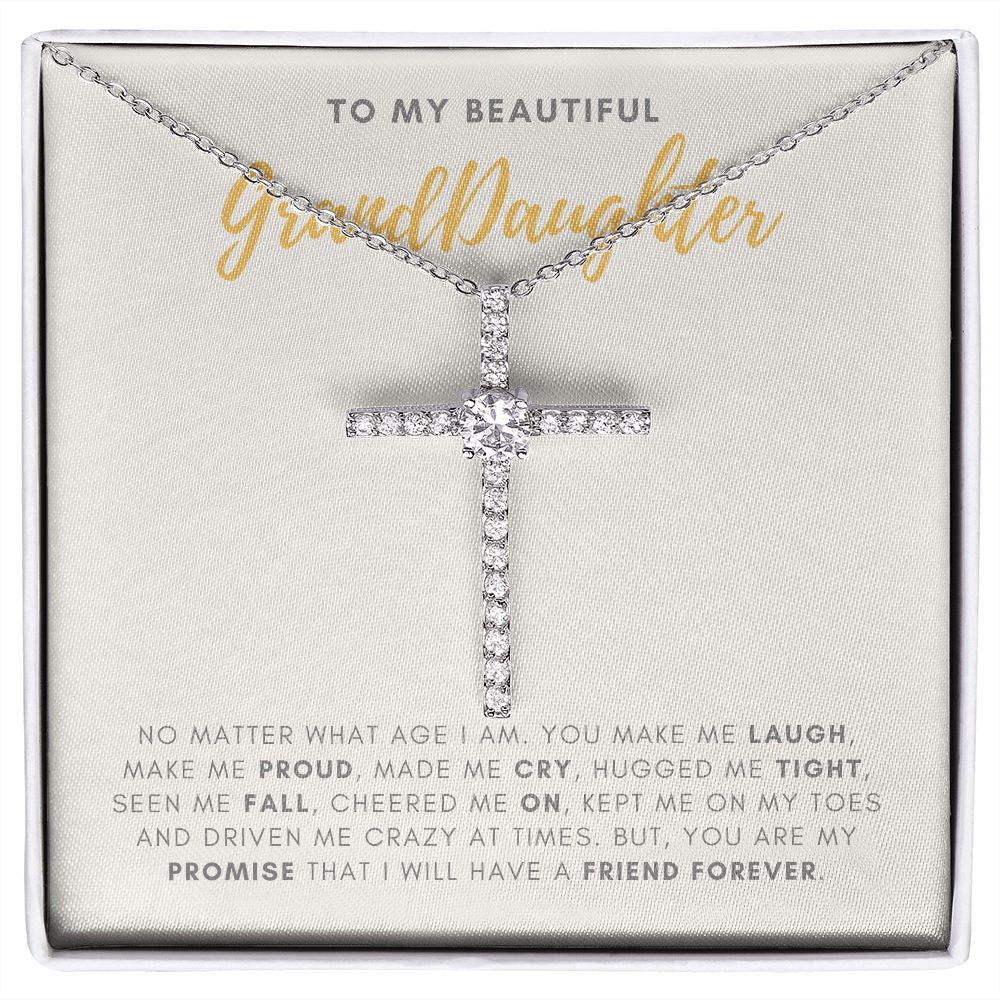 Make Me Laugh cz cross necklace front