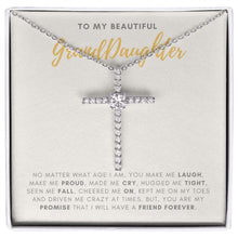 Load image into Gallery viewer, Make Me Laugh cz cross necklace front
