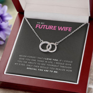 Never Forget That I Love You double circle necklace luxury led box close up