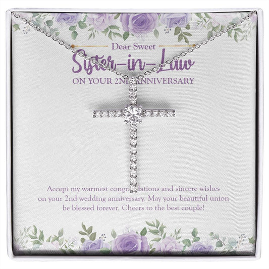Beautiful Blessed Union cz cross necklace front