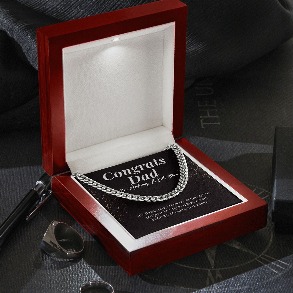 Making It Out Alive cuban link chain silver premium led mahogany wood box