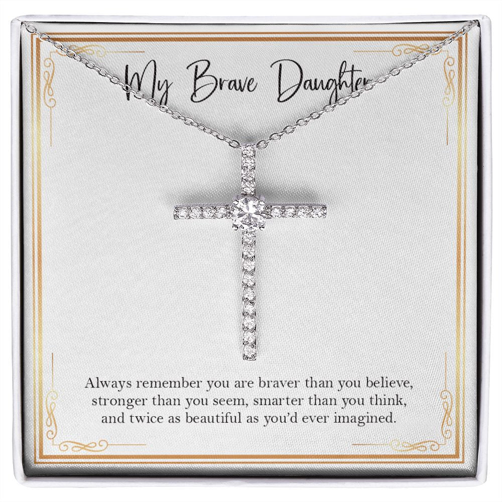 Twice As Beautiful cz cross necklace front