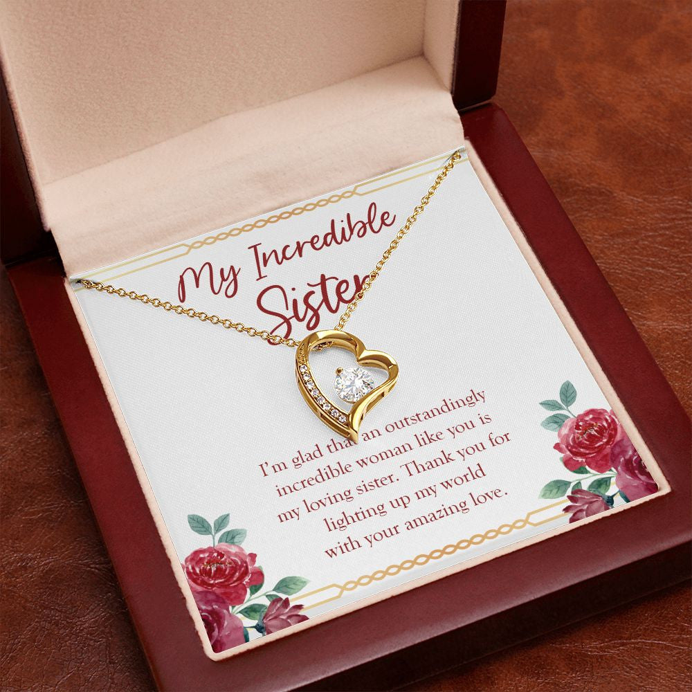 Outstandingly Incredible Woman forever love gold pendant premium led mahogany wood box