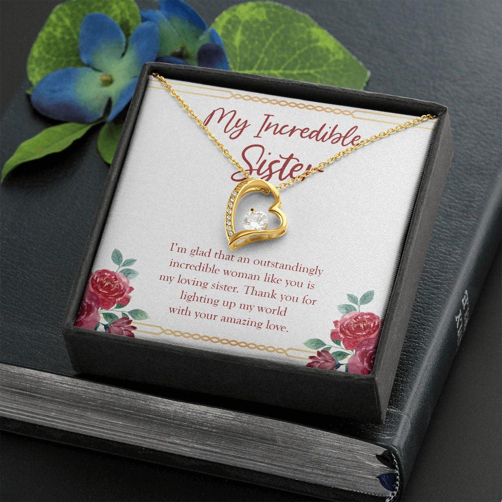 Outstandingly Incredible Woman forever love gold necklace front