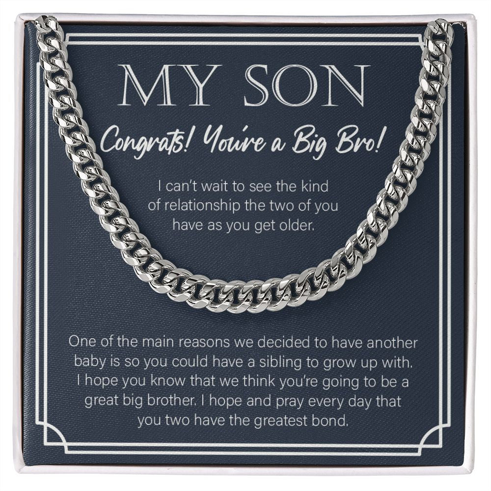 Sibling To Grow Up With cuban link chain silver front