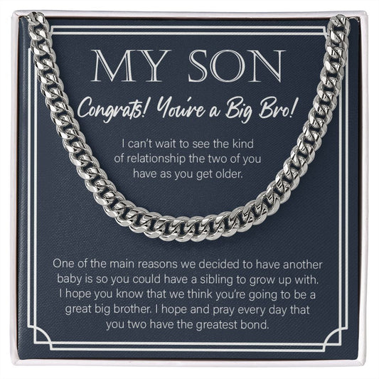 Sibling To Grow Up With cuban link chain silver front