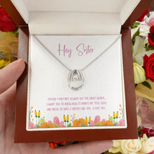 Load image into Gallery viewer, The Right Words horseshoe necklace luxury led box hand holding
