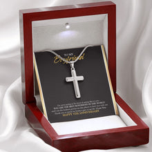 Load image into Gallery viewer, Never Tired Saying stainless steel cross premium led mahogany wood box
