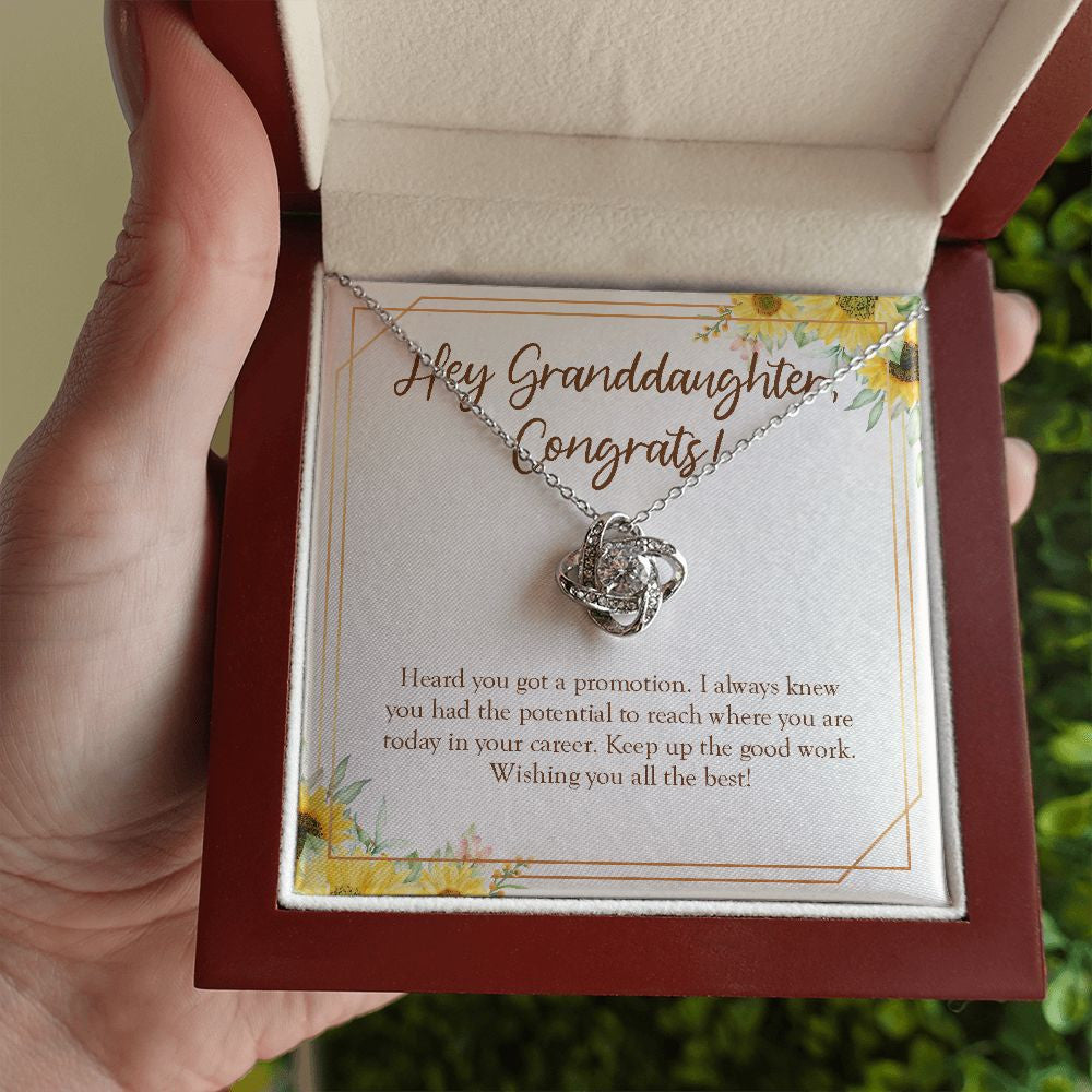 Keep Up The Good Work love knot necklace luxury led box hand holding