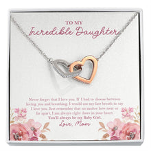 Load image into Gallery viewer, Near Or Far Apart interlocking heart necklace front
