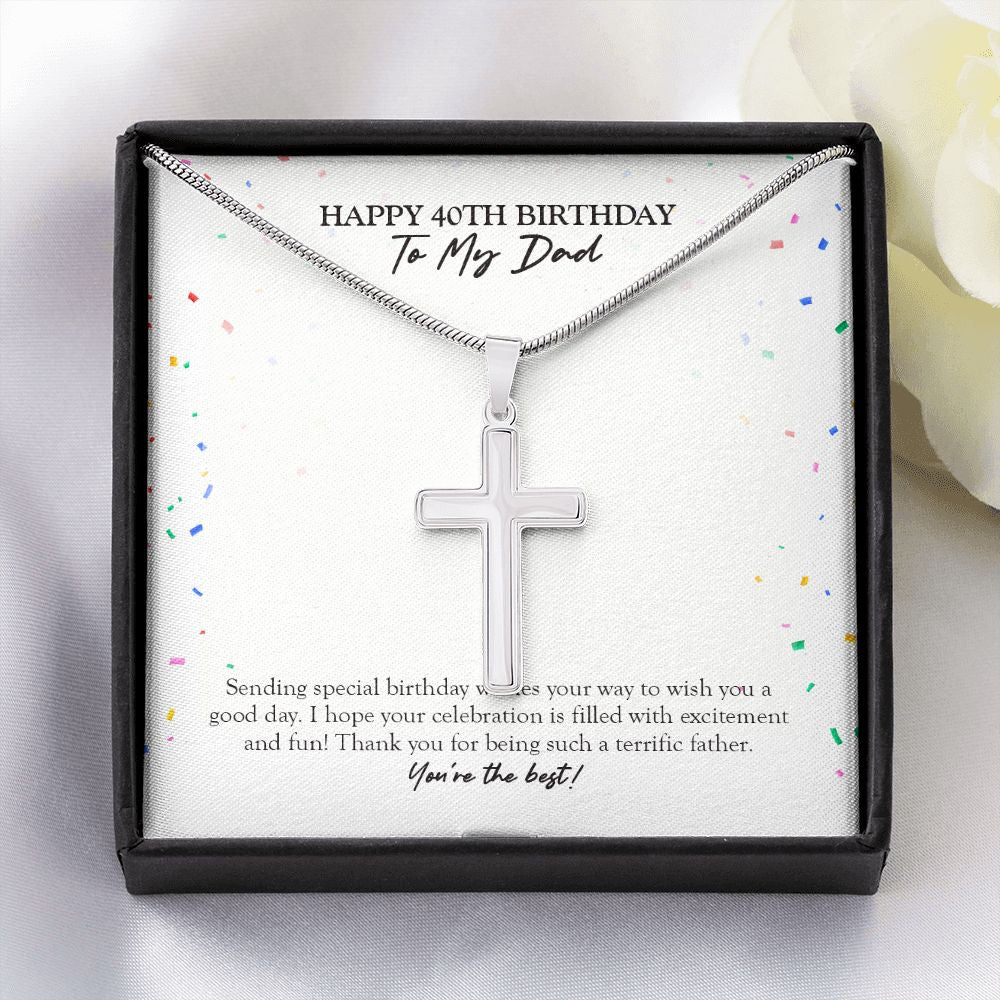 Excitement And Fun stainless steel cross yellow flower