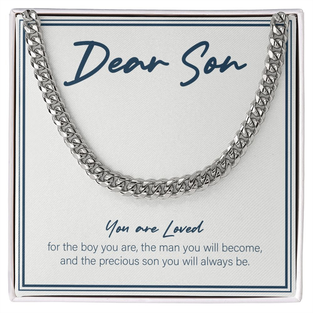 You Are Loved cuban link chain silver front