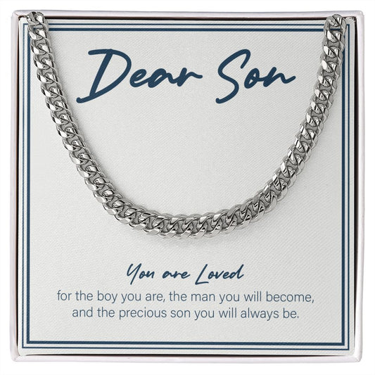 You Are Loved cuban link chain silver front