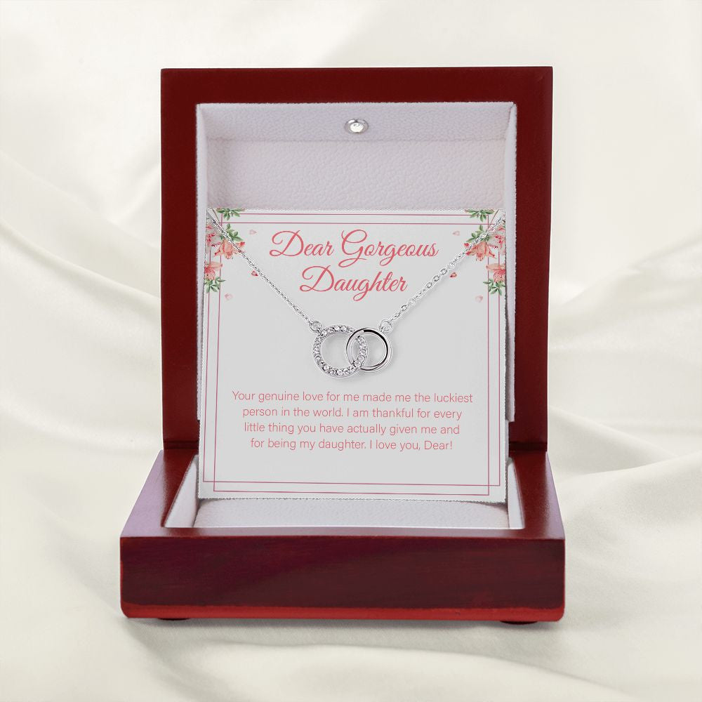 My Genuine Love double circle necklace premium led mahogany wood box