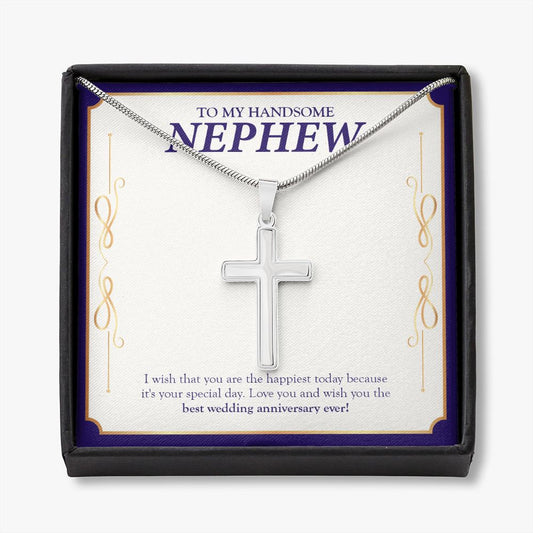 The Happiest Today stainless steel cross necklace front