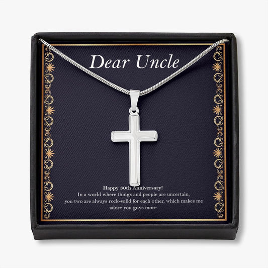 When Things Are Uncertain stainless steel cross necklace front