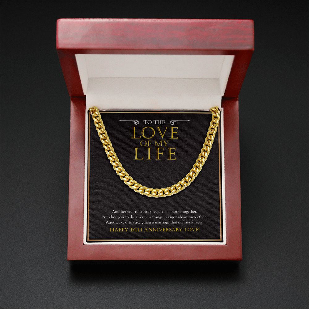 Create Precious Memories cuban link chain gold mahogany box led