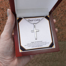 Load image into Gallery viewer, I Didn&#39;t Fall In Love stainless steel cross luxury led box hand holding
