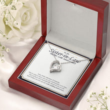 Load image into Gallery viewer, Love, Trust, Tolerance forever love silver necklace premium led mahogany wood box
