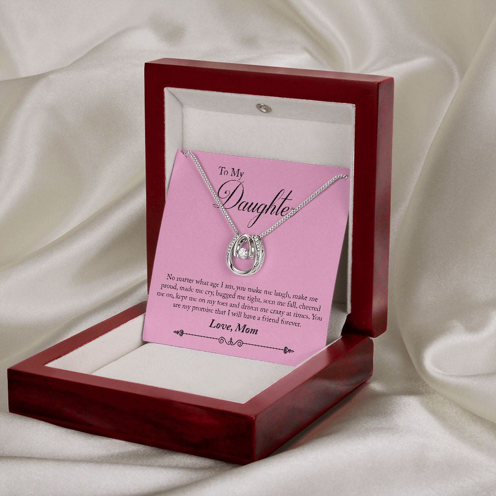 Hugged Me Tight horseshoe necklace premium led mahogany wood box