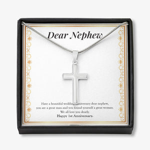 A Great Man stainless steel cross necklace front